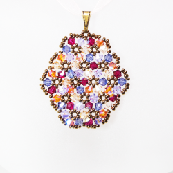 Pendant 30cm - Terence Oval-Salmon Organza - Pendant 30cm - Laiton bronze